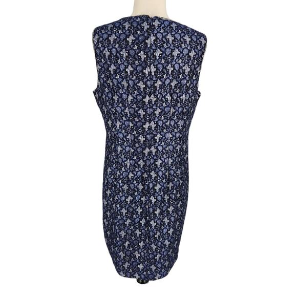 T Tahari Sparkle Cocktail Shift Dress Navy Blue Lace Metallic Silver Size 12 - Picture 4 of 5